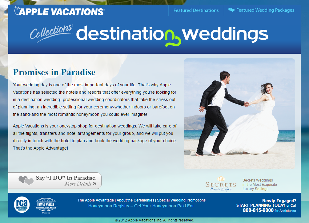 Apple Vacations Destination Weddings screenshot
