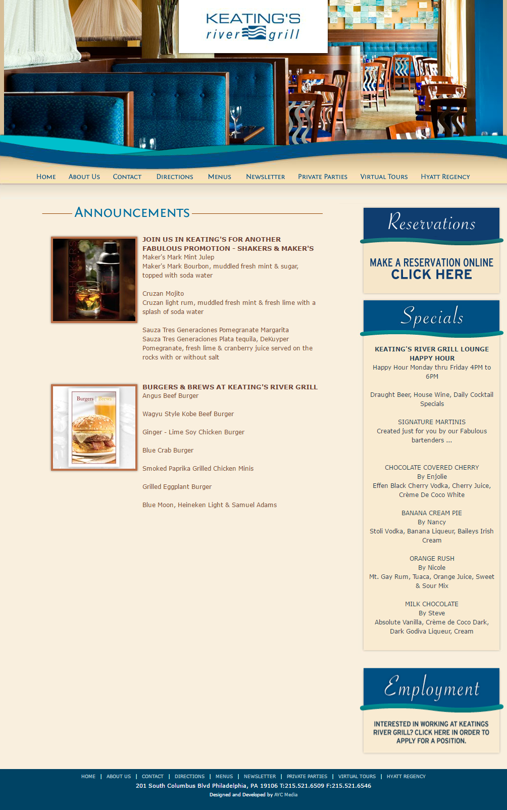 keatingsrivergrill.com screenshot